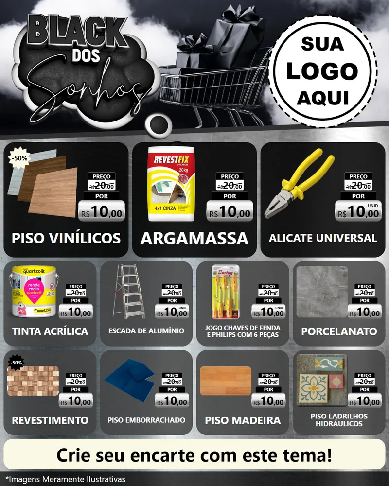 Modelo de Rede Social para Feed Instagram com o tema Black dos Sonhos para Material para Construção