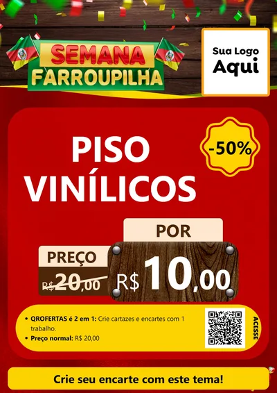 Modelo de Cartaz para Cartaz A4 Vertical com o tema Semana Farroupilha para Material para Construção