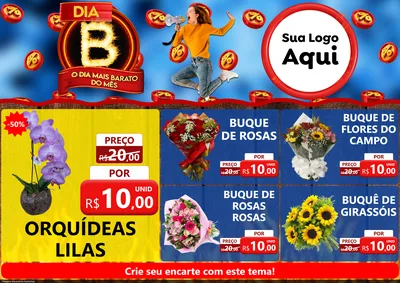 Modelo de Encarte para Encarte A4 Horizontal com o tema Dia B - O Dia Mais Barato Do Mês para Floricultura e jardim