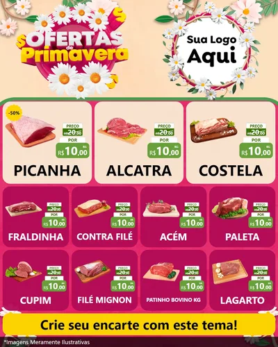 Modelo de Rede Social para Feed Instagram com o tema Ofertas de Primavera para Açougue