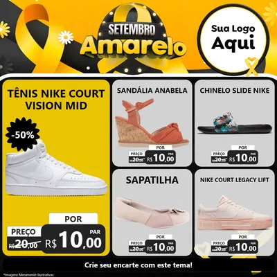 Modelo de Rede Social para Feed Facebook com o tema Setembro Amarelo para Calçados