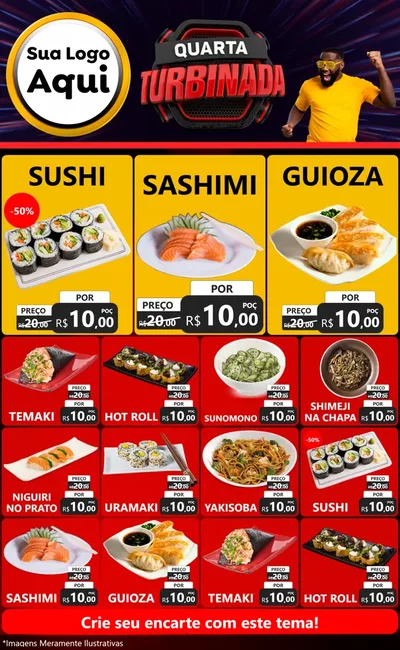 Modelo de Encarte para Encarte Grande com o tema Quarta Turbinada para Comida japonesa