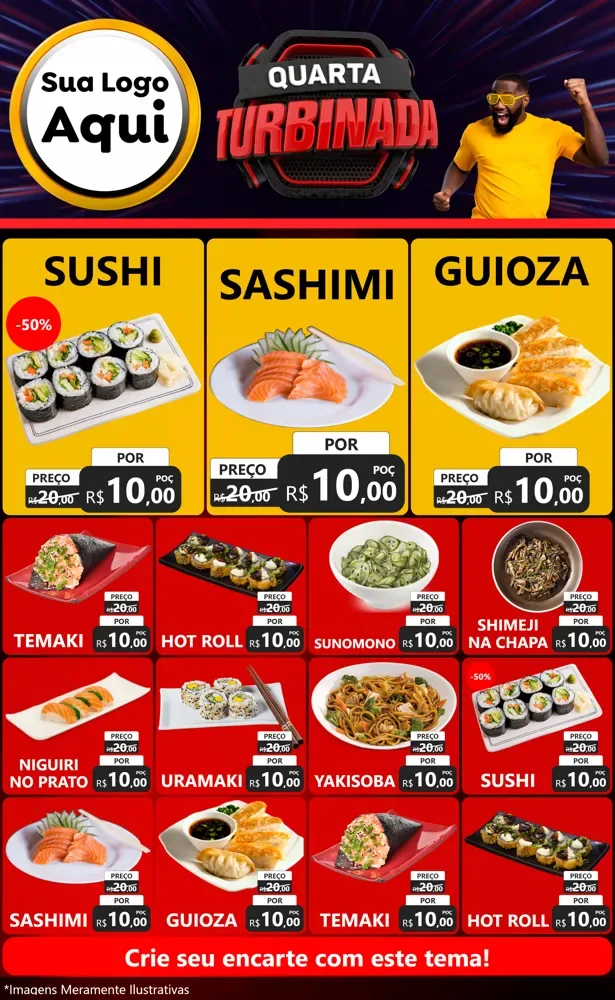 Modelo de Encarte para Encarte Grande com o tema Quarta Turbinada para Comida japonesa