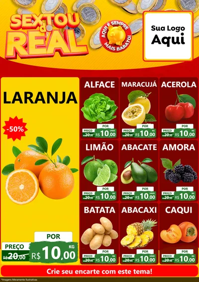Modelo de Encarte para Encarte A4 Vertical com o tema Sextou do Real para Hortifrúti