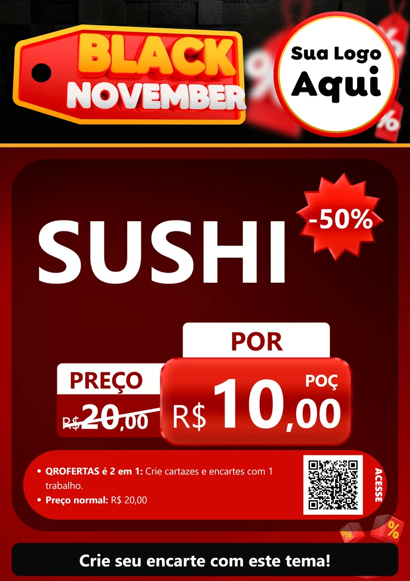 Modelo de Cartaz para Cartaz A4 Vertical com o tema Black November para Comida japonesa