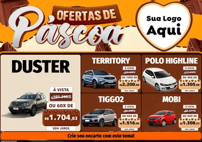Modelo de Encarte para Encarte A4 Horizontal com o tema Ofertas de Páscoa para Concessionaria de Carros