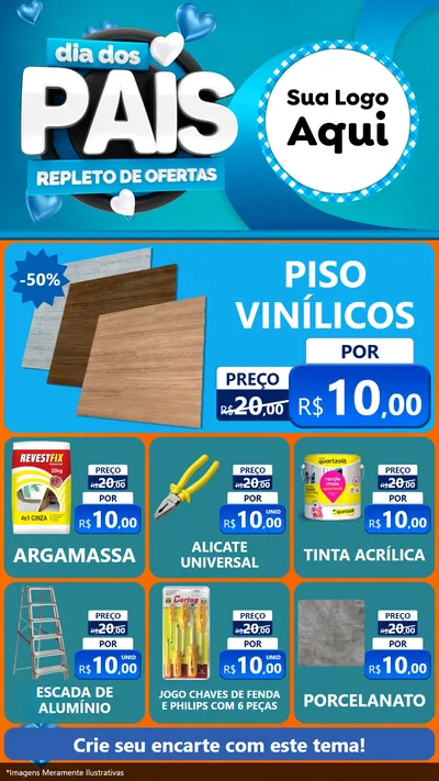Modelo de Rede Social para Stories com o tema Dia Dos Pais Repleto de Ofertas para Material para Construção