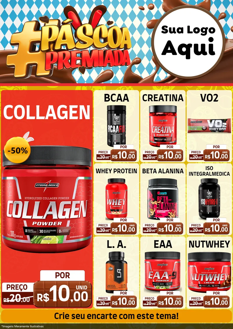 Modelo de Encarte para Encarte A4 Vertical com o tema Páscoa Premiada para Suplementos alimentares