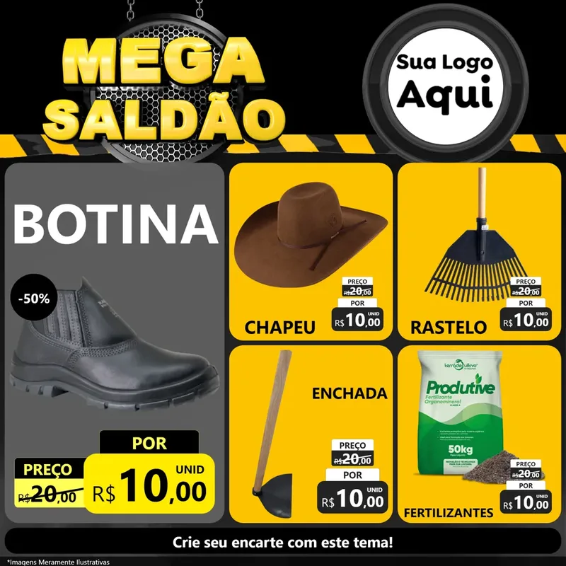 Modelo de Rede Social para Feed Facebook com o tema Mega Saldão para Agropecuária