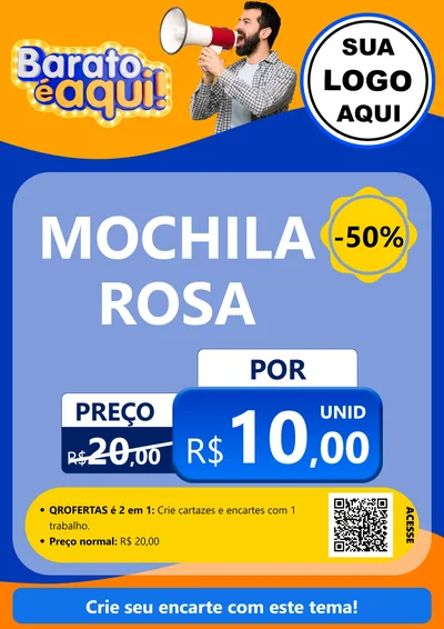 Modelo de Cartaz para Cartaz A4 Vertical com o tema Barato é aqui para Papelaria