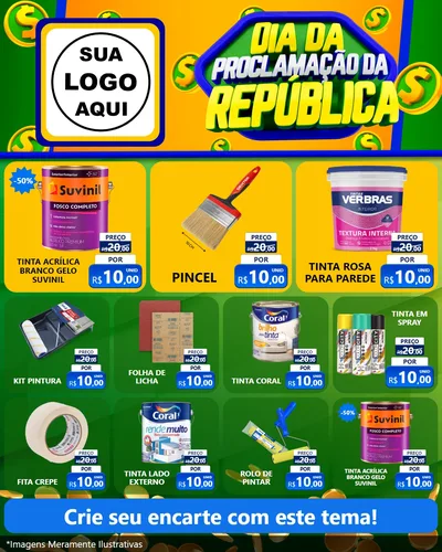 Modelo de Rede Social para Feed Instagram com o tema Dia Da Proclamação da República para Tintas e Ferramentas