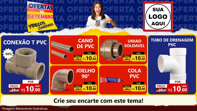 Modelo de TV para TV Horizontal com o tema Ofertas de Setembro - Preços Incríveis para Tubos e conexões