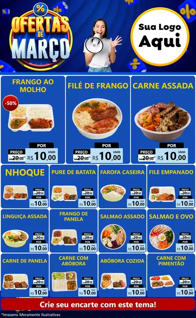 Modelo de Encarte para Encarte Grande com o tema Ofertas de Março para Restaurante