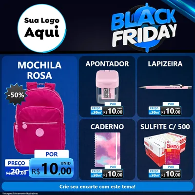 Modelo de Rede Social para Feed Facebook com o tema Black Friday para Papelaria