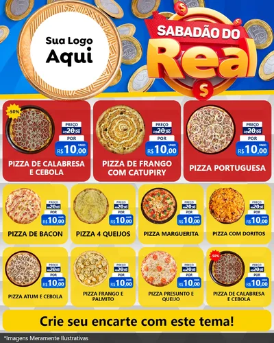 Modelo de Rede Social para Feed Instagram com o tema Sabadão do Real para Pizzaria