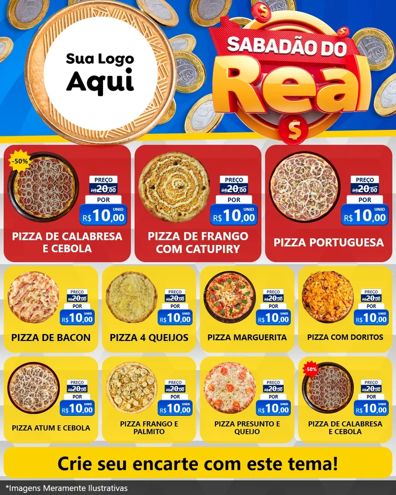 Modelo de Rede Social para Feed Instagram com o tema Sabadão do Real para Pizzaria