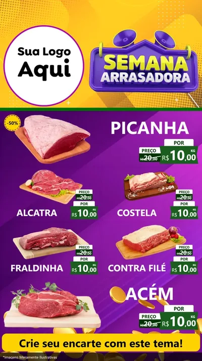 Modelo de TV para TV Vertical com o tema Semana Arrasadora para Açougue