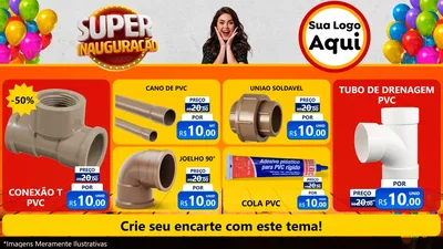 Modelo de TV para TV Horizontal com o tema Super Inauguração para Tubos e conexões