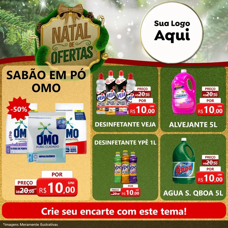 Modelo de Rede Social para Feed Facebook com o tema Ofertas de Natal para Produtos de Limpeza