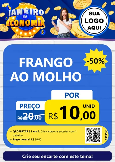 Modelo de Cartaz para Cartaz A4 Vertical com o tema Janeiro da Economia para Restaurante