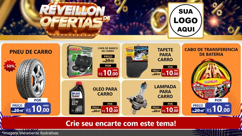 Modelo de TV para TV Horizontal com o tema Réveillon de Ofertas para Auto peças