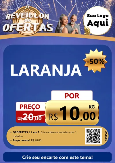 Modelo de Cartaz para Cartaz A4 Vertical com o tema Réveillon de Ofertas para Hortifrúti