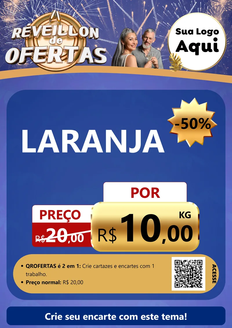 Modelo de Cartaz para Cartaz A4 Vertical com o tema Réveillon de Ofertas para Hortifrúti