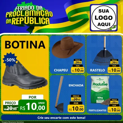 Modelo de Rede Social para Feed Facebook com o tema Feriado da Proclamação da República para Agropecuária