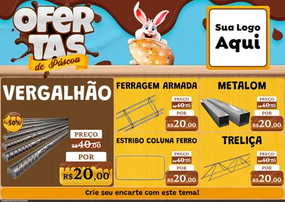 Modelo de Encarte para Encarte A4 Horizontal com o tema Ofertas de Páscoa para Ferragens