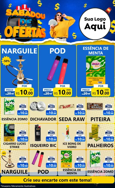 Modelo de Encarte para Encarte Grande com o tema Sabadou de Ofertas para Tabacaria