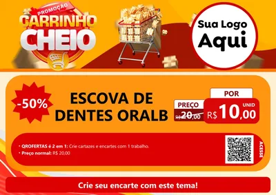 Modelo de Cartaz para Cartaz A4 Horizontal com o tema Promoção carrinho cheio para Higiene Pessoal
