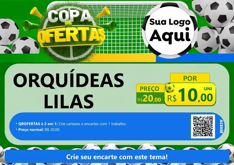 Modelo de Cartaz para Cartaz A4 Horizontal com o tema Copa De Ofertas para Floricultura e jardim