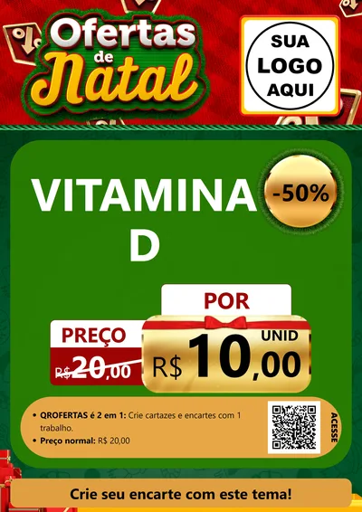 Modelo de Cartaz para Cartaz A4 Vertical com o tema Ofertas de Natal para Farmácia
