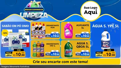 Modelo de TV para TV Horizontal com o tema Sábado e Domingo da Limpeza para Produtos de Limpeza
