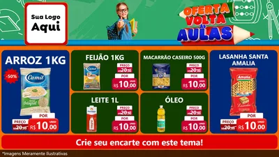 Modelo de TV para TV Horizontal com o tema Oferta Volta Às Aulas para Supermercado