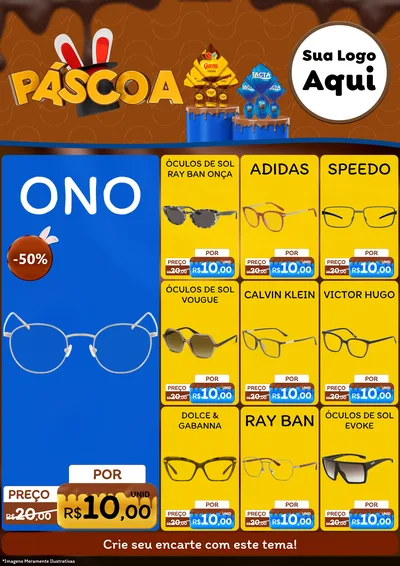 Modelo de Encarte para Encarte A4 Vertical com o tema Páscoa para Óticas