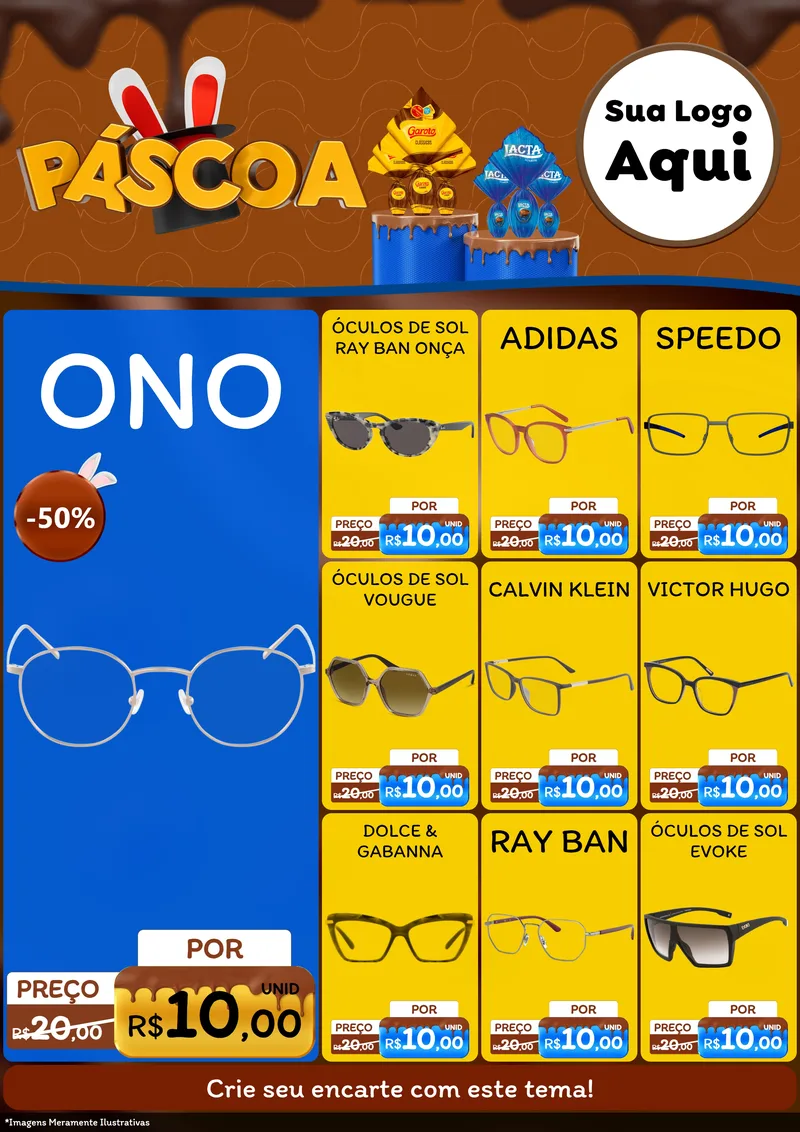 Modelo de Encarte para Encarte A4 Vertical com o tema Páscoa para Óticas