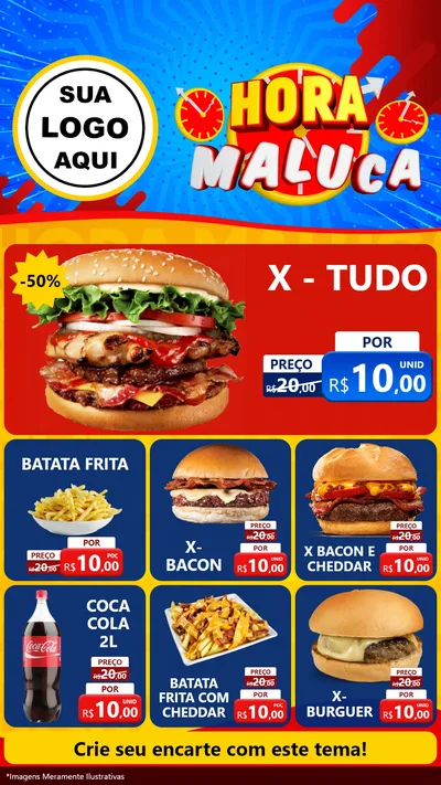 Modelo de Rede Social para Stories com o tema Hora Maluca para Hamburgueria