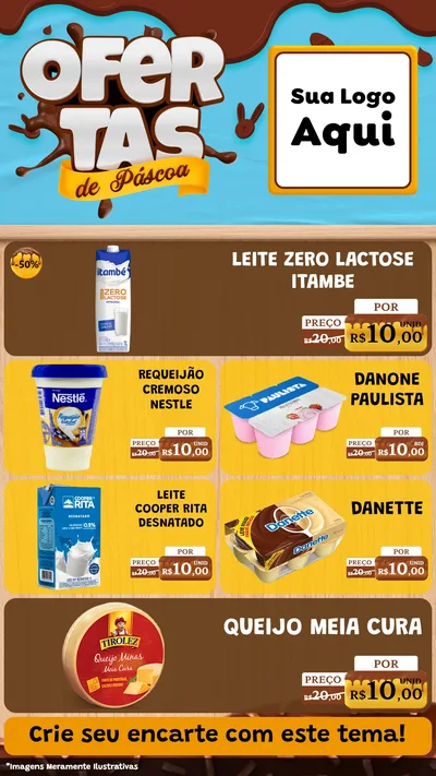 Modelo de TV para TV Vertical com o tema Ofertas de Páscoa para Frios e Laticínios