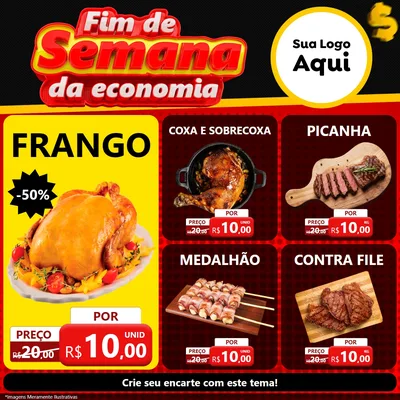 Modelo de Rede Social para Feed Facebook com o tema Fim de Semana da Economia para Assados