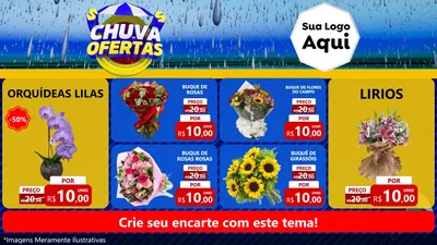 Modelo de TV para TV Horizontal com o tema Chuva de Ofertas para Floricultura e jardim