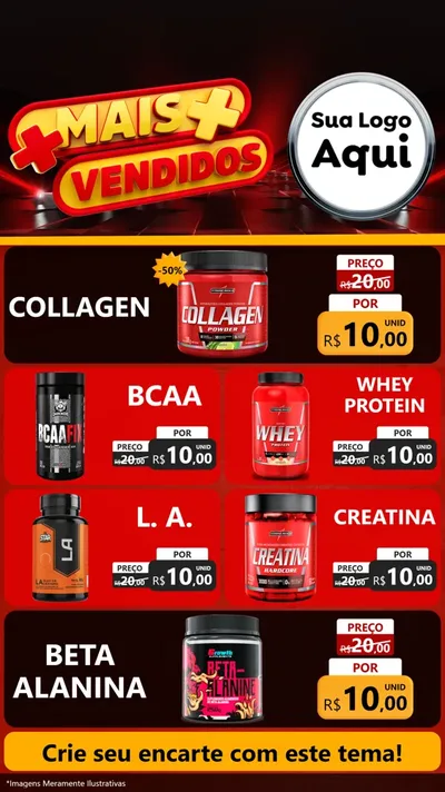 Modelo de TV para TV Vertical com o tema Mais Vendidos para Suplementos alimentares