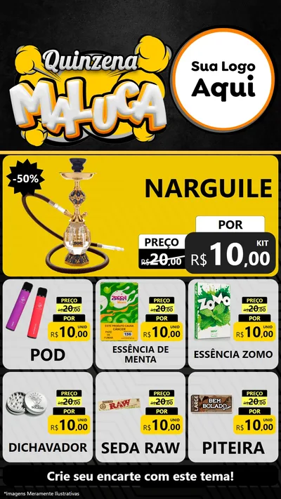 Modelo de Rede Social para Stories com o tema Quinzena Maluca para Tabacaria