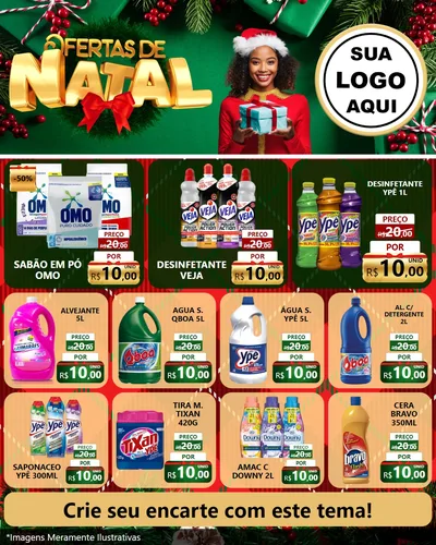 Modelo de Rede Social para Feed Instagram com o tema Ofertas de Natal para Produtos de Limpeza