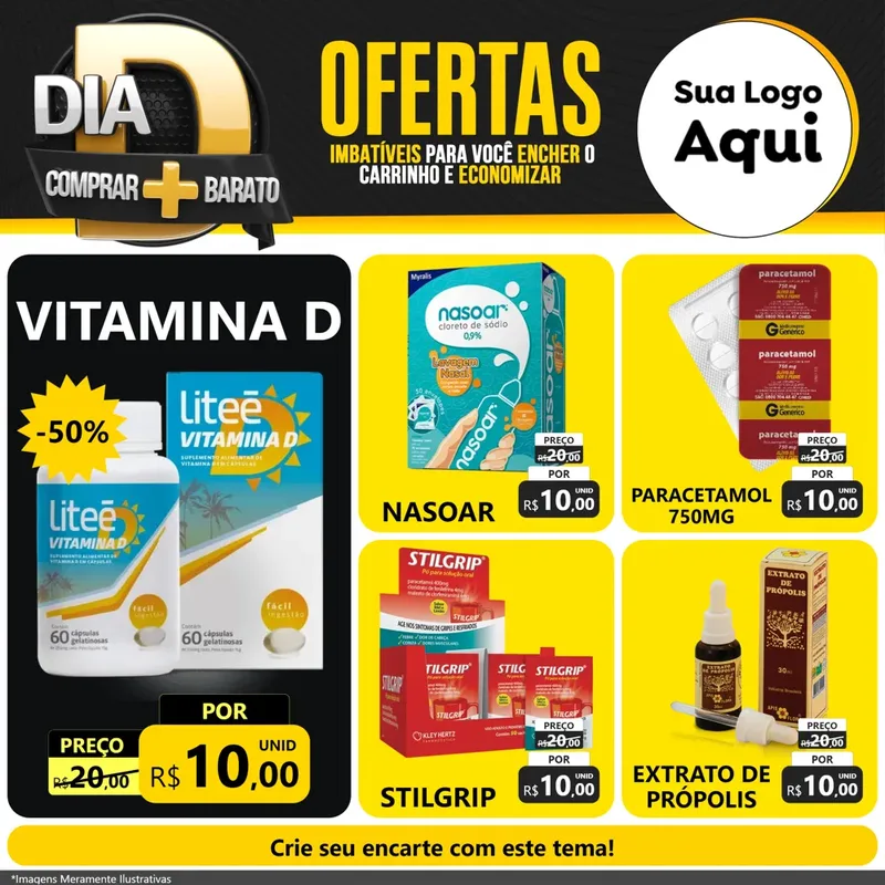 Modelo de Rede Social para Feed Facebook com o tema Dia D Mais Economia para Farmácia