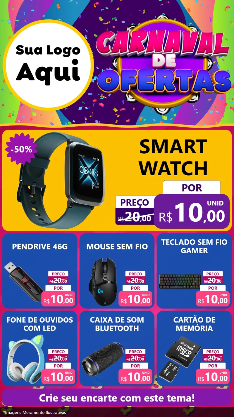 Modelo de Rede Social para Stories com o tema Carnaval de Ofertas para Informática