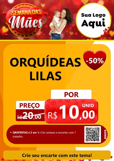 Modelo de Cartaz para Cartaz A4 Vertical com o tema Semana das Mães para Floricultura e jardim