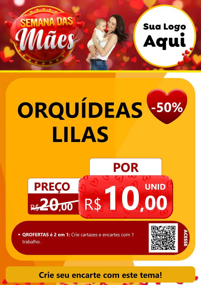 Modelo de Cartaz para Cartaz A4 Vertical com o tema Semana das Mães para Floricultura e jardim