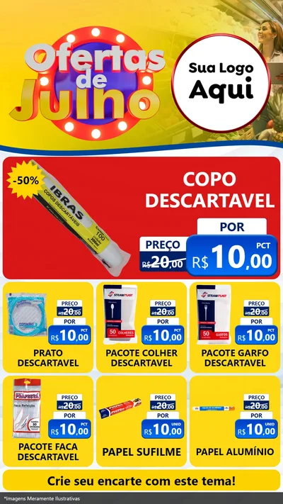 Modelo de Rede Social para Stories com o tema Ofertas de Julho para Embalagens