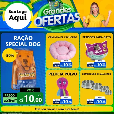 Modelo de Rede Social para Feed Facebook com o tema Grandes Ofertas para Pet Shop